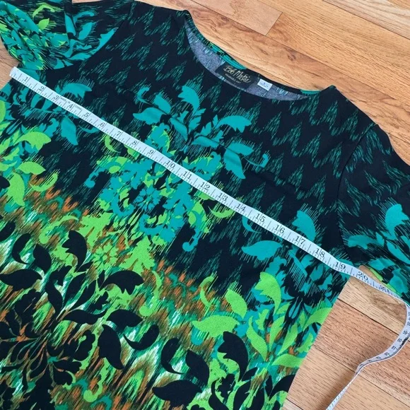 Bob Mackie Shirt Womens Sm Green Wearable Art Pullover Long Sleeve Pattern Top - Picture 8 of 11